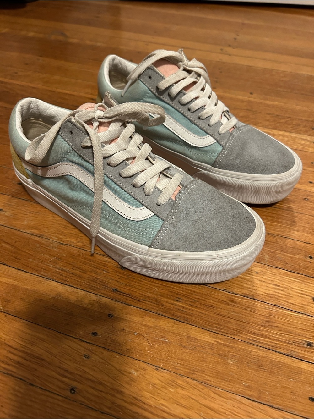 Vans Old School Color block Sneakers in Light Blue, Gray/Blue, Pink & Yellow